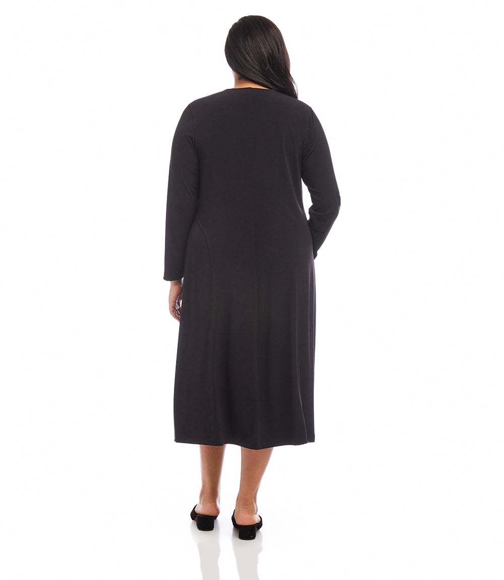 dress Plus Size Kate V-Neck Midi Travel Jersey Dress