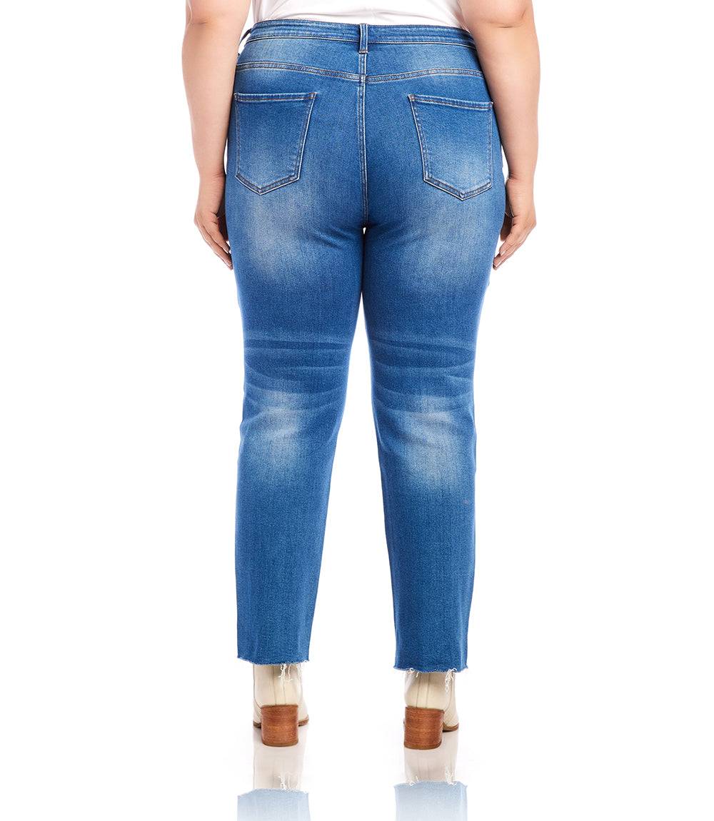 bottom Plus Size Raw Hem Straight Jeans