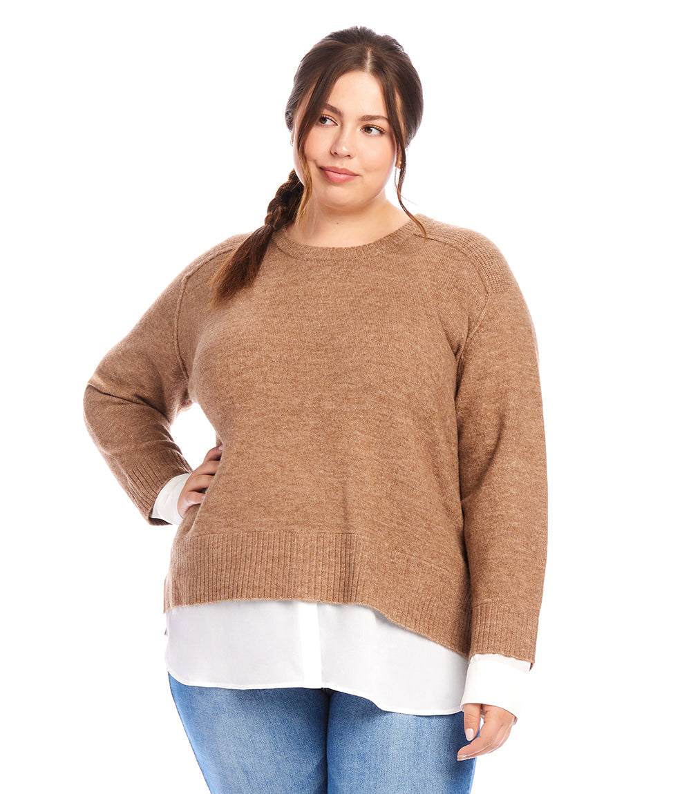 sweater Plus Size Layered Crewneck Sweater