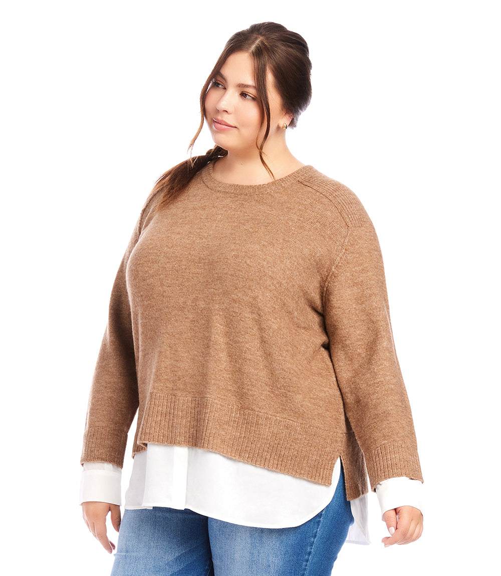 sweater Plus Size Layered Crewneck Sweater