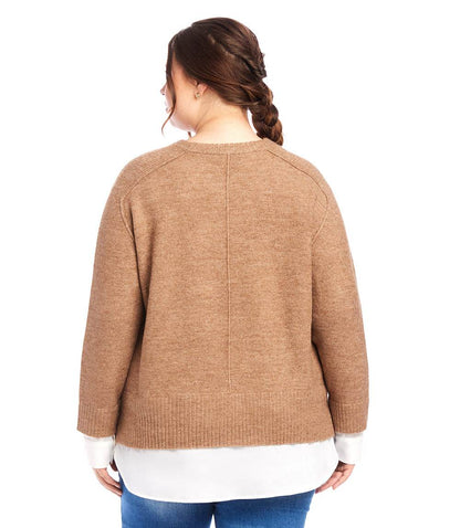 sweater Plus Size Layered Crewneck Sweater