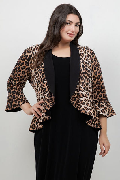 Eva Varro 3/4 Sleeve Peplum Animal Print Jacket