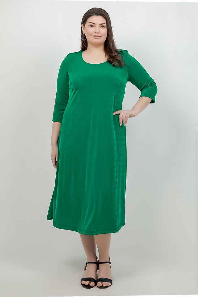 Dresses Vikki Vi Silky Classic Emerald 3/4 Sleeve A-Line Dress