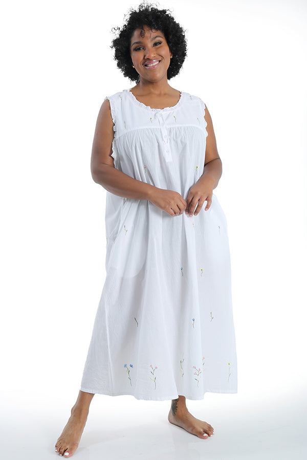 La Cera White Cotton Gown