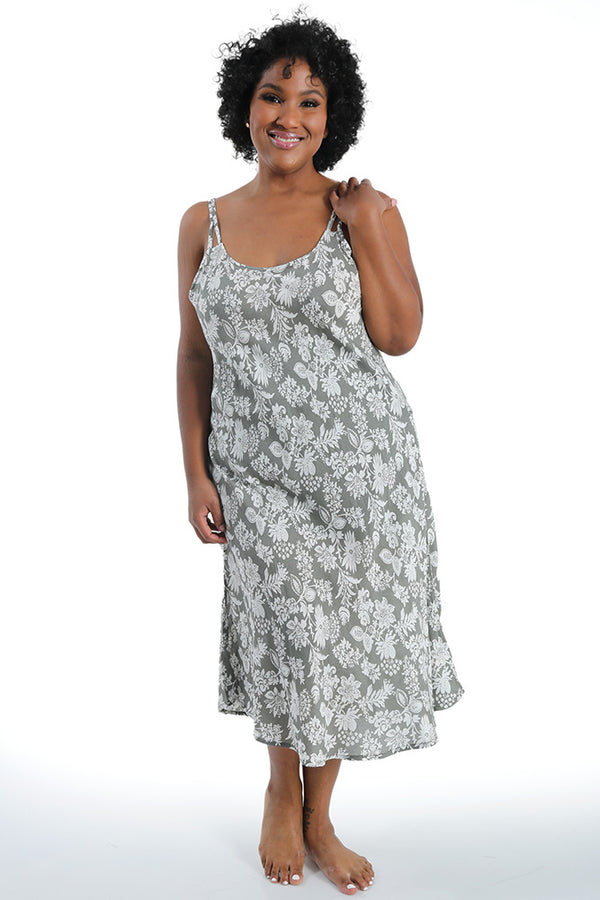 La Cera Spaghetti Strap Sage Gown