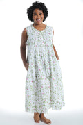 La Cera Mint and Pink Cotton Gown