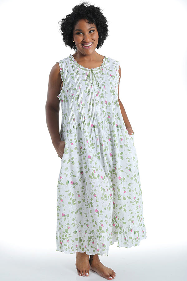 La Cera Mint and Pink Cotton Gown