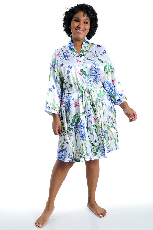 La Cera White Floral Robe