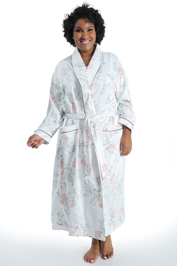 La Cera Light Blue Floral Robe