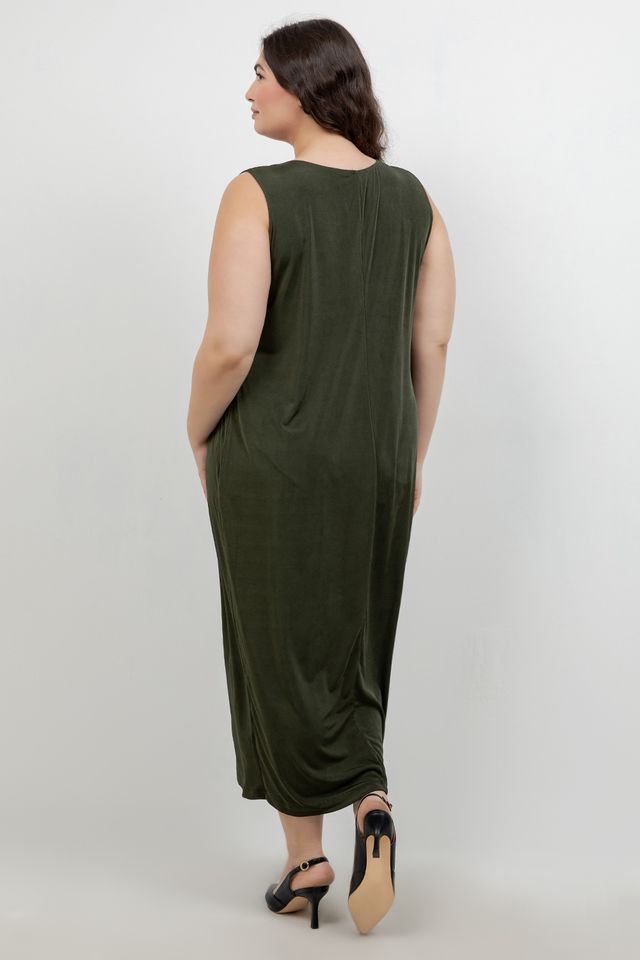Dresses Vikki Vi Silky Classic Olive Maxi Tank Dress