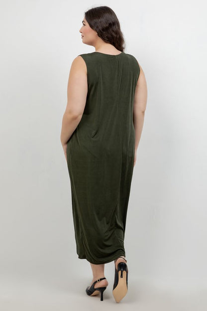 Dresses Vikki Vi Silky Classic Olive Maxi Tank Dress
