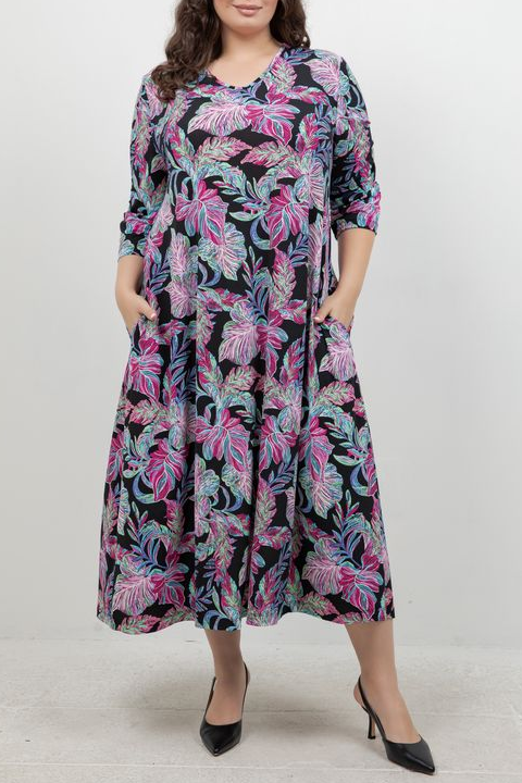 Dresses Vikki Vi Jersey Tropical Nights V Neck Pocket Dress