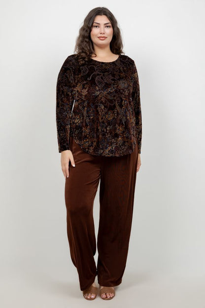 Karen Kane 3/4 Sleeve Velvet Paisley Tunic