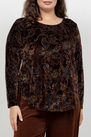 Karen Kane 3/4 Sleeve Velvet Paisley Tunic