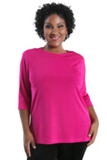 Vikki Vi Silky Classic Magenta 3/4 Sleeve Top
