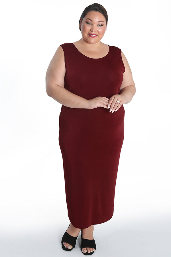 Vikki Vi Silky Classic Wine Maxi Tank Dress