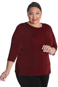 Vikki Vi Silky Classic Wine 3/4 Sleeve Top