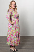Vikki Vi Jersey Miami Floral Faux Wrap Maxi Dress