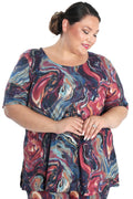 Vikki Vi Ribbed Marble Short Sleeve Lounge Top