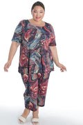 Vikki Vi Ribbed Marble Short Sleeve Lounge Top