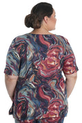 Vikki Vi Ribbed Marble Short Sleeve Lounge Top