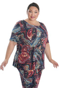 Vikki Vi Ribbed Marble Short Sleeve Lounge Top