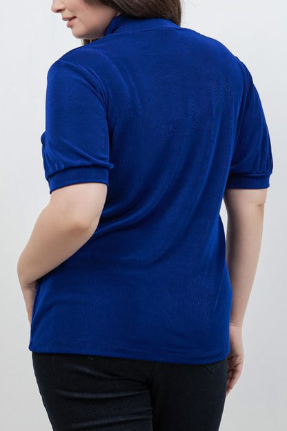 Tops Vikki Vi Classic Royal Blue Mock Neck Top