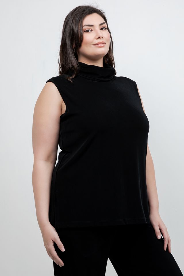 Tops Vikki Vi Classic Black Turtleneck Tank