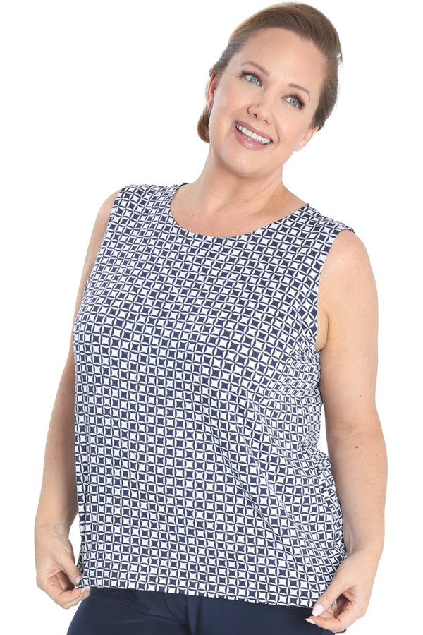 Vikki Vi Jersey Navy Matrix Tank