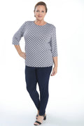 Vikki Vi Jersey Navy Matrix 3/4 Sleeve Top