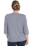 Vikki Vi Jersey Navy Matrix 3/4 Sleeve Top