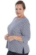 Vikki Vi Jersey Navy Matrix 3/4 Sleeve Top