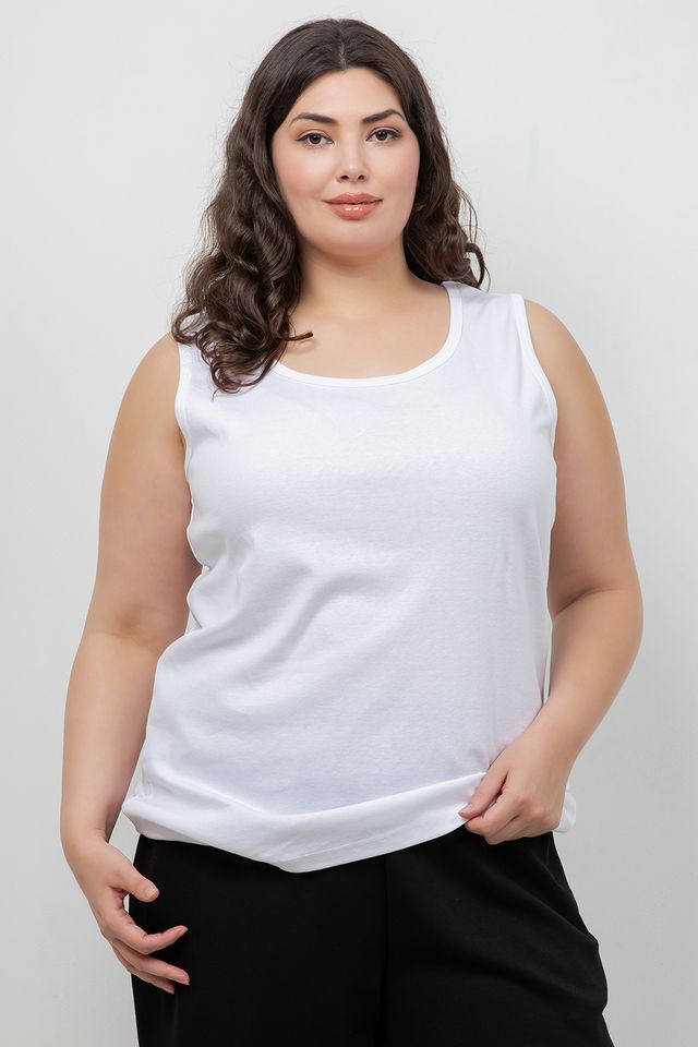 Tops White Cotton Tank