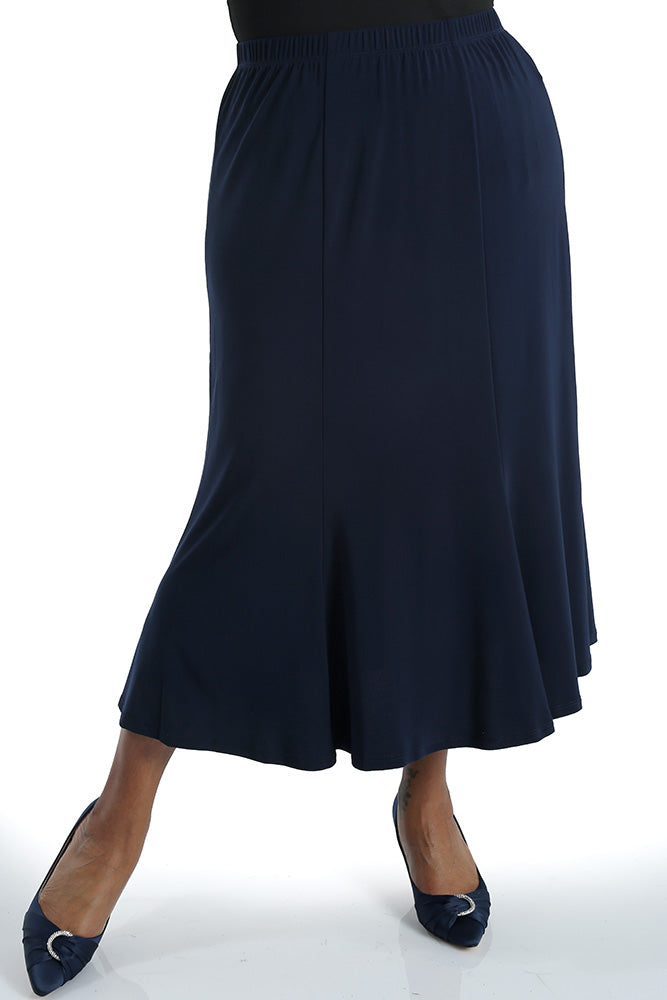 Skirts Vikki Vi Jersey Navy Midi Length Trumpet Skirt