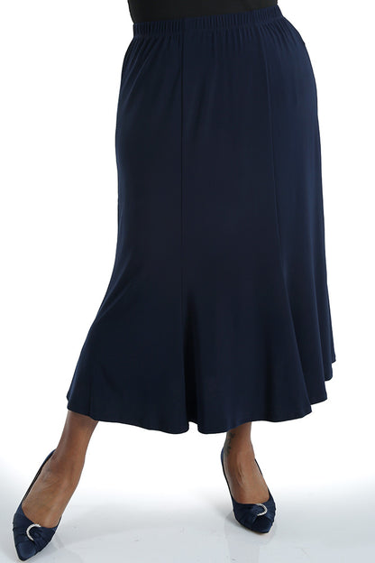 Skirts Vikki Vi Jersey Navy Midi Length Trumpet Skirt