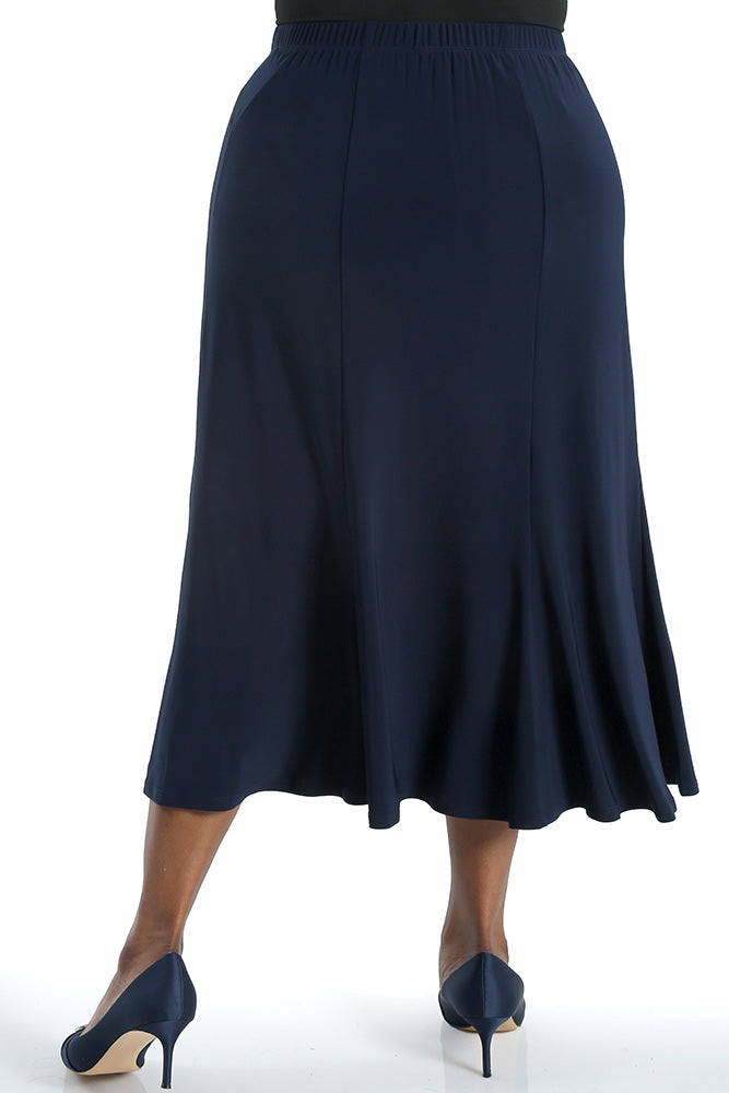 Skirts Vikki Vi Jersey Navy Midi Length Trumpet Skirt