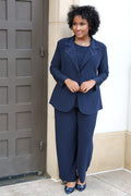 Vikki Vi Jersey Navy Blazer