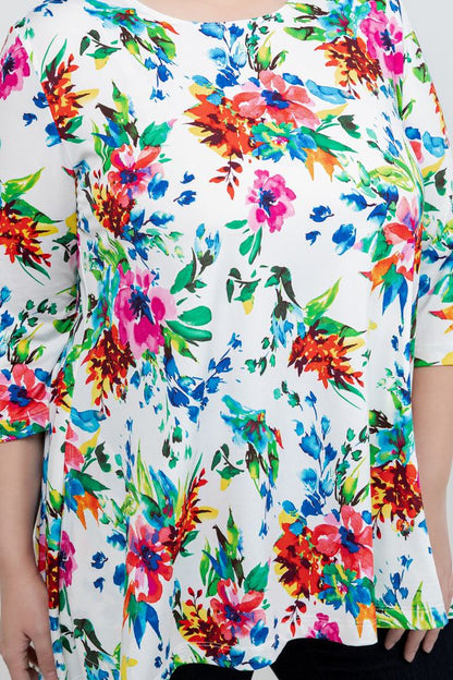 Tops Vikki Vi Jersey Spring Floral Pocket Swing Tunic
