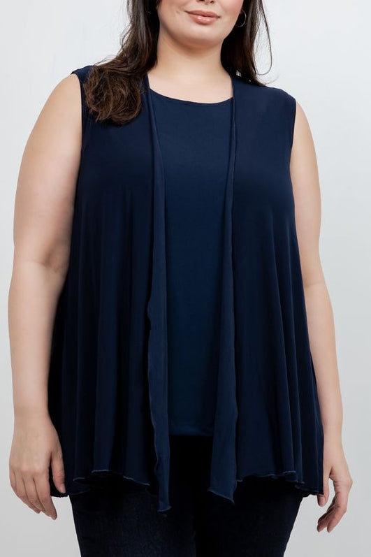 Jackets Vikki Vi Navy Jersey Swing Vest