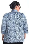 Vikki Vi Jersey Blue Ocelot 3/4 Sleeve Kimono Jacket