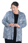 Vikki Vi Jersey Blue Ocelot Long Kimono Jacket
