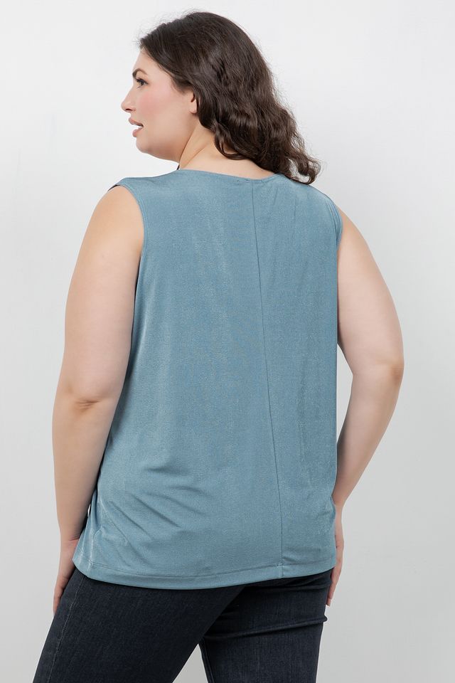Tops Vikki Vi Silky Classic Blue Sage V-Neck Tank