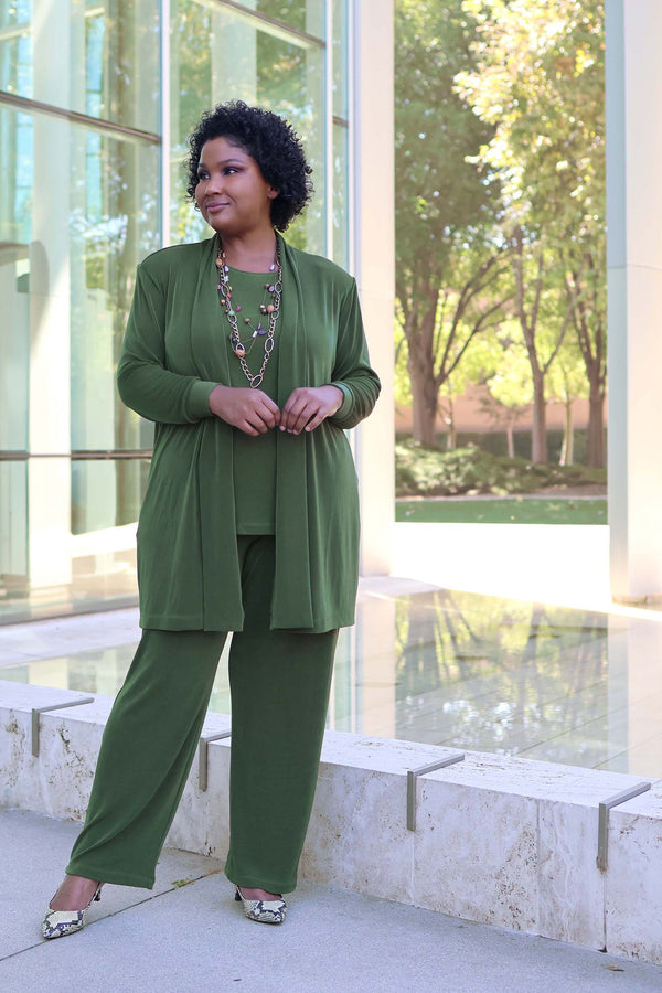 Vikki Vi Classic Olive Pull on Pant