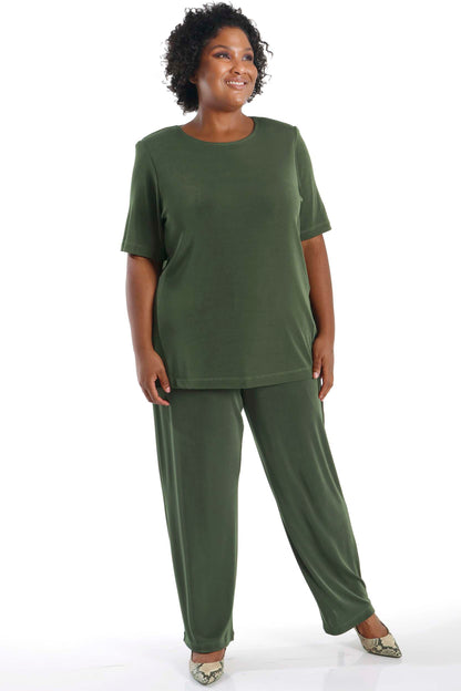 Tops Vikki Vi Classic Olive Short Sleeve Tunic