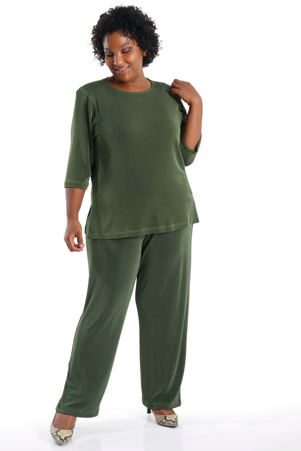 Vikki Vi Classic Olive Pull on Pant