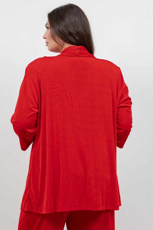 Jackets Vikki Vi Silky Classic Red 3/4 Sleeve Kimono Jacket