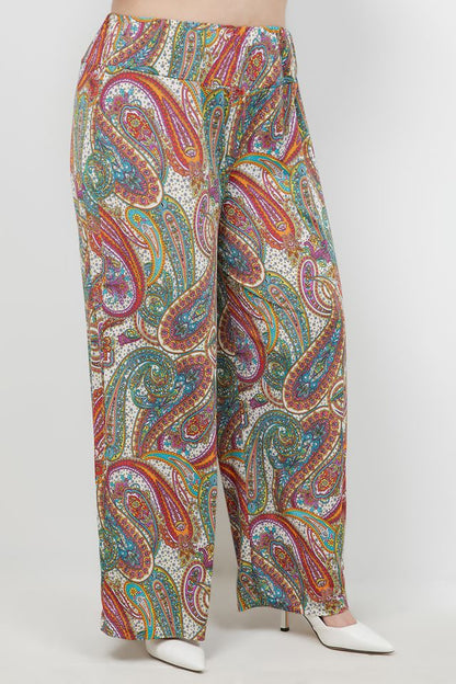 Pants Vikki Vi Jersey Paisley Wide Leg Pant