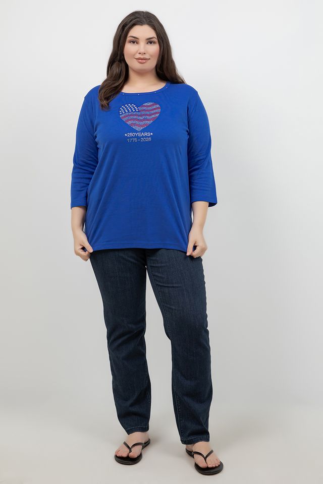 Tops Americana Heart 3/4 Sleeve Top