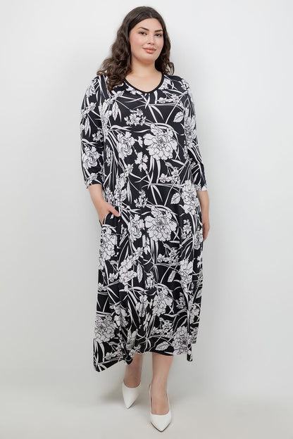 Dresses Vikki Vi Jersey Noir Blossom V Neck Pocket Dress