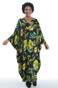Vikki Vi Jersey Lime Palm Zip Front Caftan